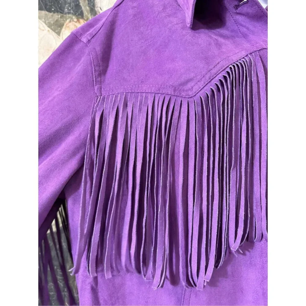 New Free People We The Free vegan suede fringed jacket L - Picture 5 of 6